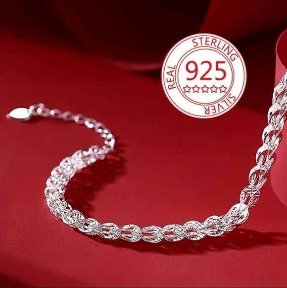 NWT 925 Sterling Silver Phoenix Tail Minimalist Bracelet - Picture 3 of 5